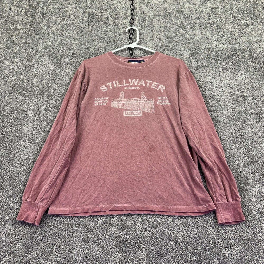 Avanti Shirt Mens Small Pink Long Sleeve Stillwater Minnesota Graphic Travel Tee
